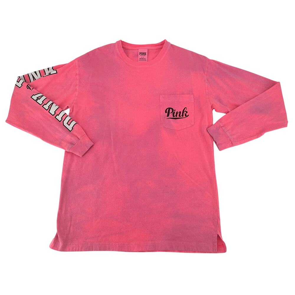 FLAWED PINK by VS Long Sleeve Womens Size‎ SMALL Logo Preppy Tie Dye by Mistake